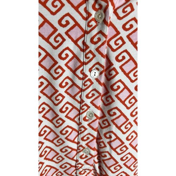 J McLaughlin Large Catalina Cloth Pink Geometric Swirl Collared 3/4 Sleeve Shirt - Picture 4 of 9